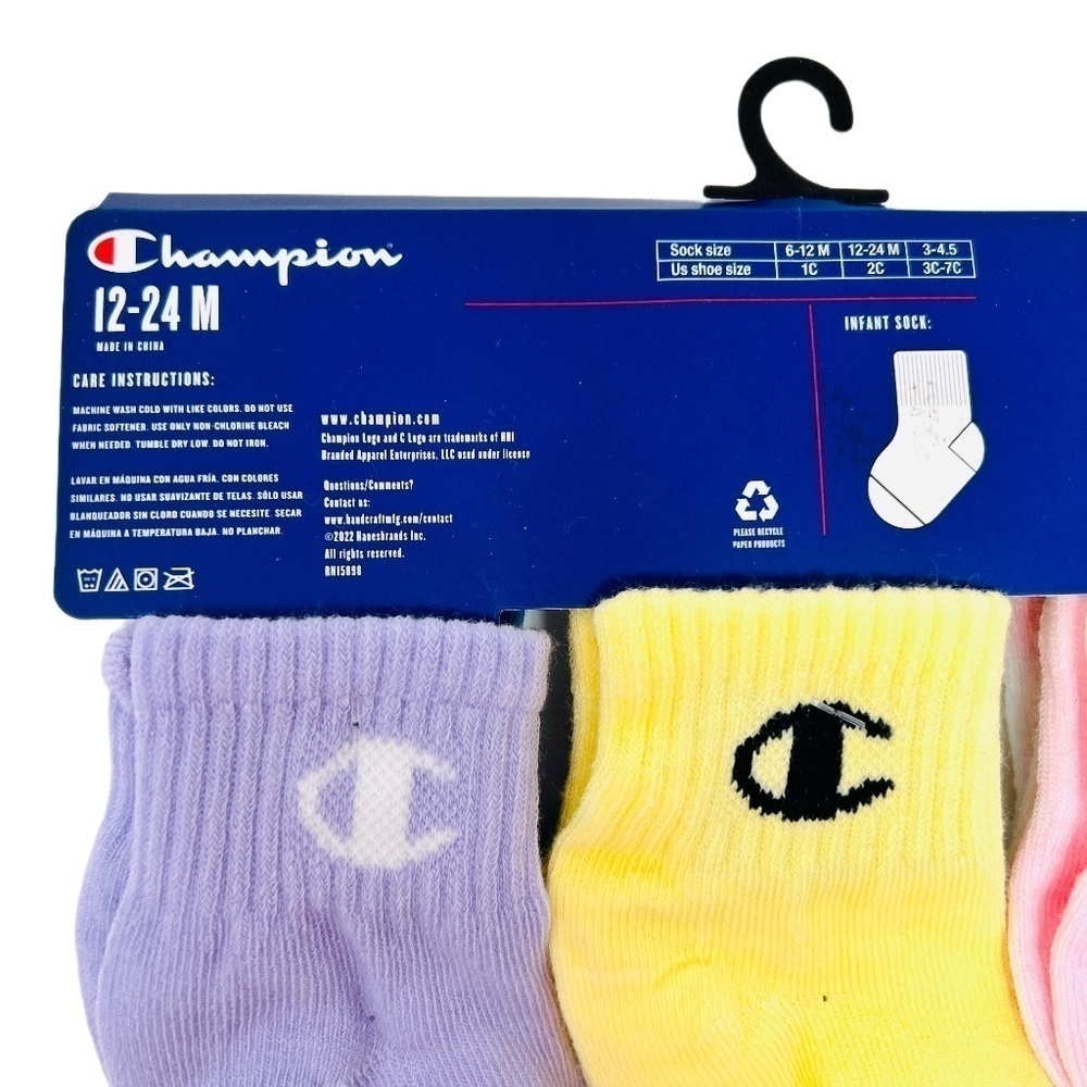 Champion Baby Tie Dye Socks 6 Pack - Picture 3 of 5